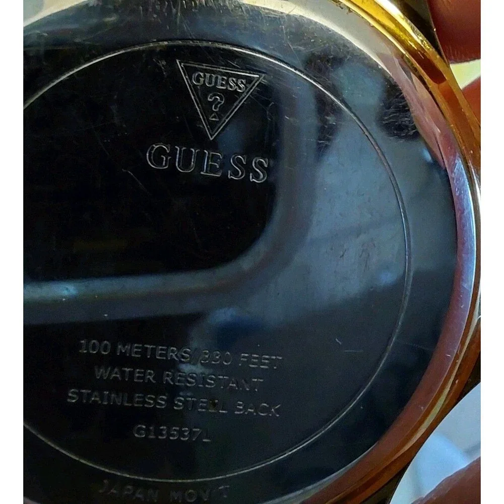 Guess Men's Frontier G13537L Gold Tone Stainless Steel Quartz Watch New Battery